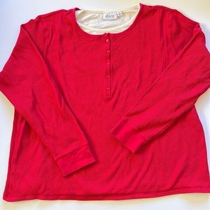 Denim & Co. Waffle Knit Henley Long-Sleeve Top